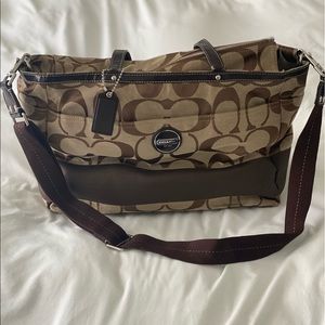 COACH SIGNATURE TOTE BROWN MULTIFUNCTION TOTE F17443